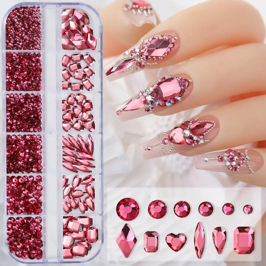 Crystal Nail Rhinestones 12 Grid - Mixed Shapes & Sizes