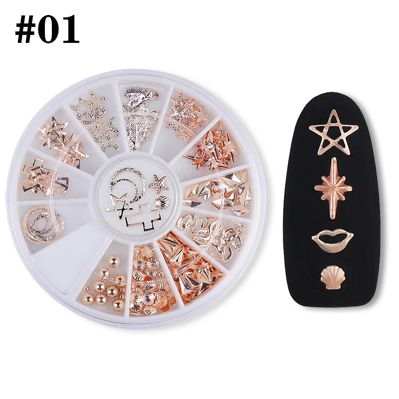 3D Nail Art Decorations – Gold Glitter Box