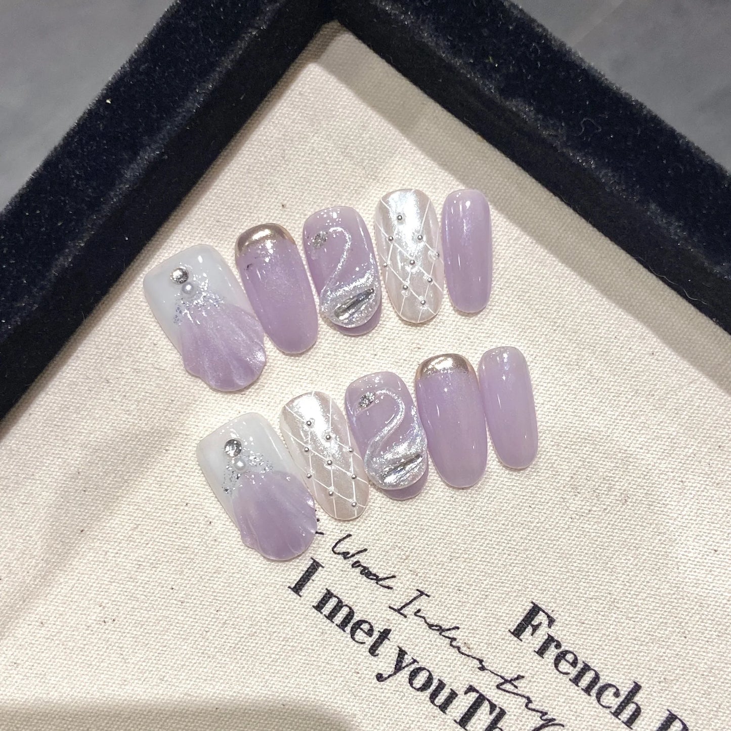 Aurora Mermaid Press On Nails – Handmade Set 10pcs