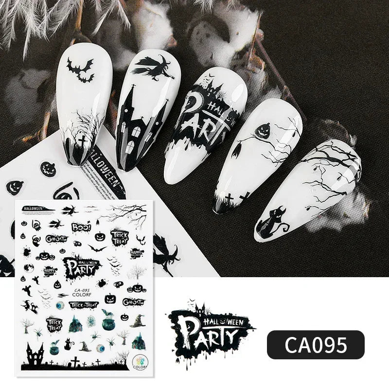 3D pumpkin Halloween nail stickers for spooky and festive nail art