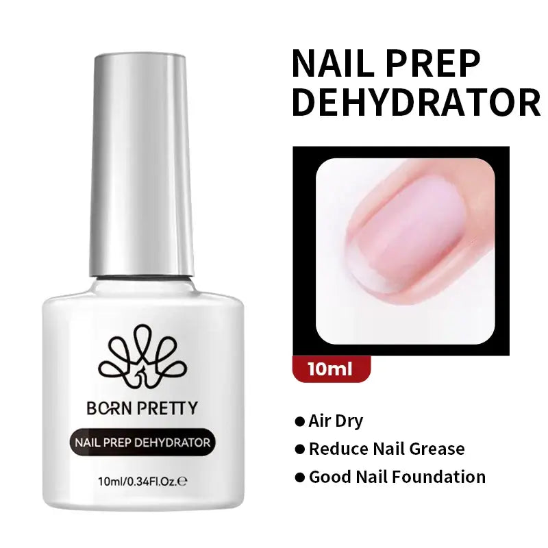 Nail Stamping Polish Born Pretty Nail Prep Dehydrator bottle with a nail image and product features on a white background