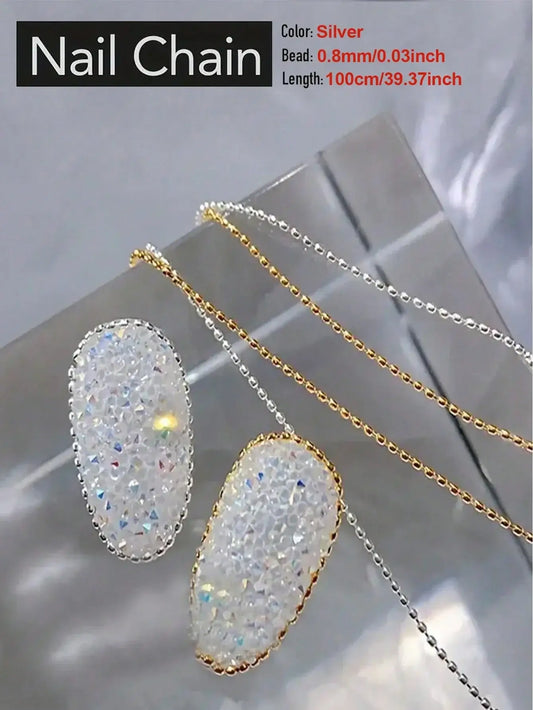Nail Chain with Rose Gold & Silver Pixie Stone Beads