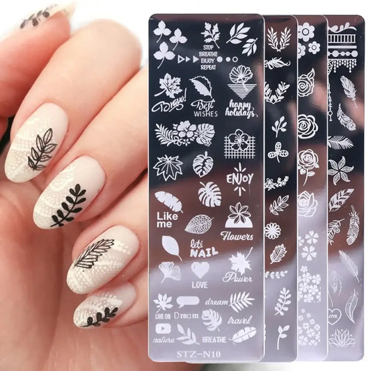 Assorted Nail Stamping Plates - Butterfly, Flower, Geometry