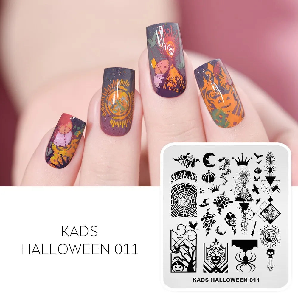 Halloween Nail Stamping Plate – Skull, Bat & Pumpkin Nail Art Designs