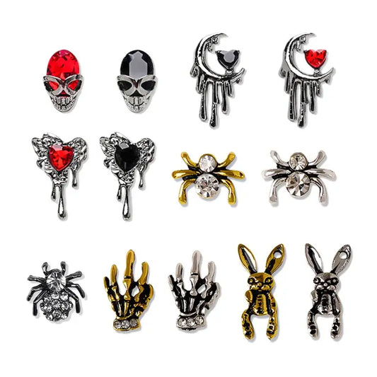 Halloween Nail Charms – 3D Ghost, Skull, Pumpkin in Gold/Silver