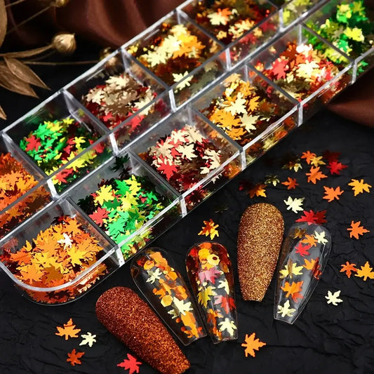 Autumn Maple Leaf Nail Glitter – Fall Sequins for Nail Art