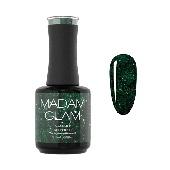 MADAM GLAM - Glittery Emerald - GREEN GLITTER GEL NAIL POLISH