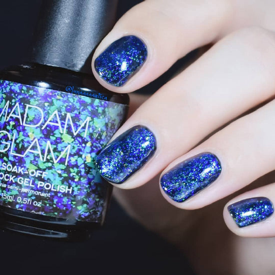 MADAM GLAM - Under pressure - BLUE GLITTER GEL NAIL POLISH