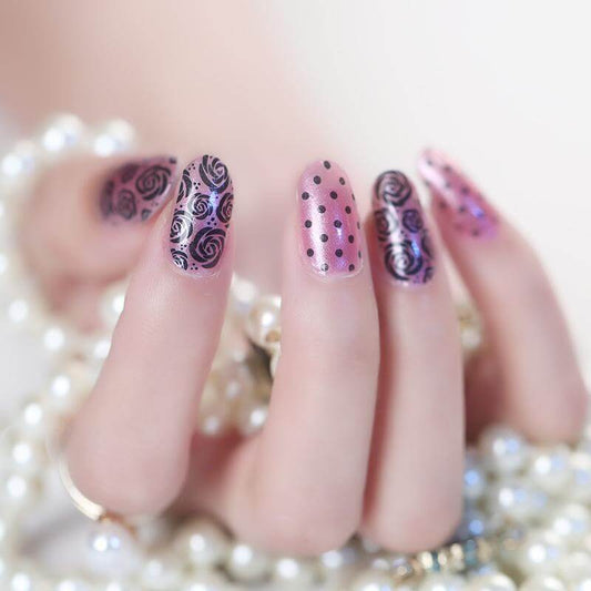 Pink Rose Dots - Gel Nail Wraps