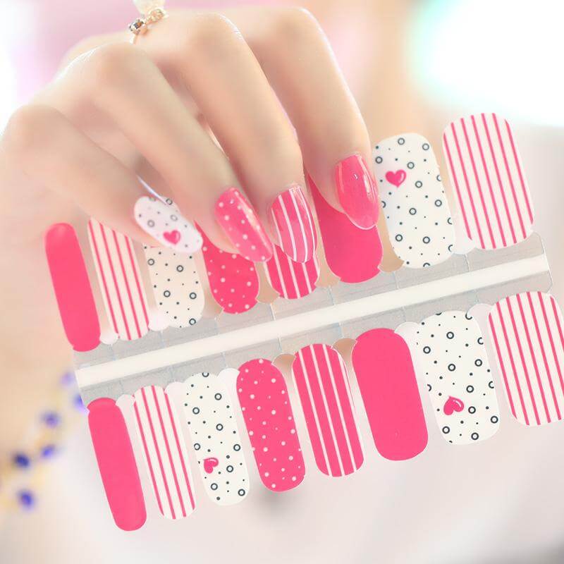 Pink Valentine Heart - Gel Nail Wraps