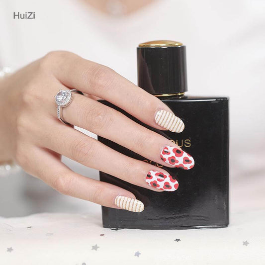 Red Posie Stripe - Gel Nail Wraps