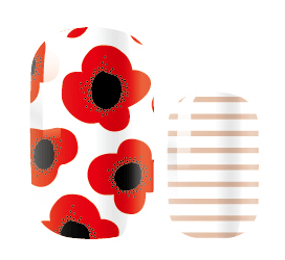 Red Posie Stripe - Gel Nail Wraps