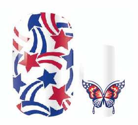 Red White & Butterfly - Gel Nail Wraps