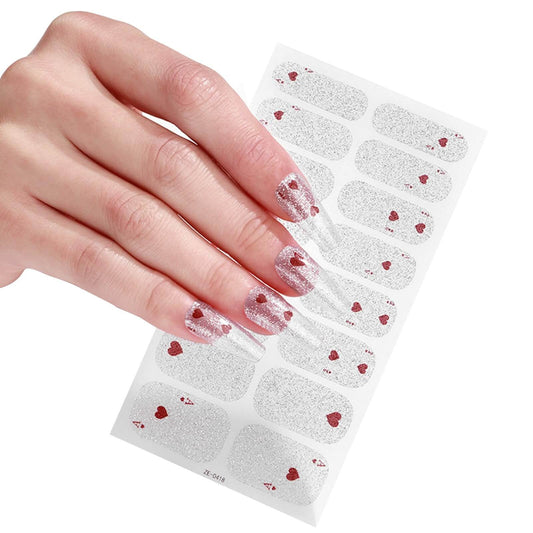 Glitter Hearts - Gel Nail Wraps