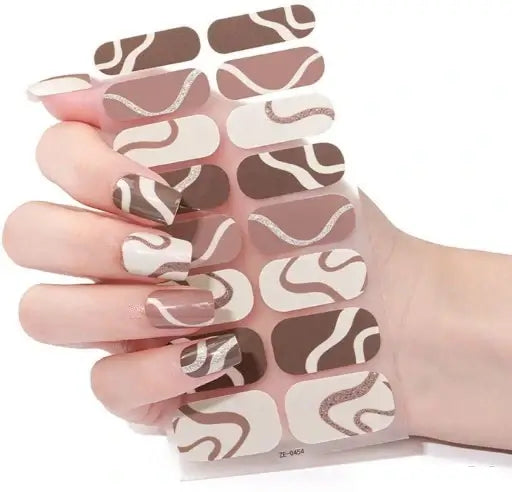 Gel Nail Wraps - Neutral & Brown Swirls