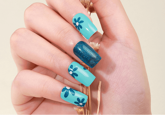 Blue Floral - Gel Nail Wraps