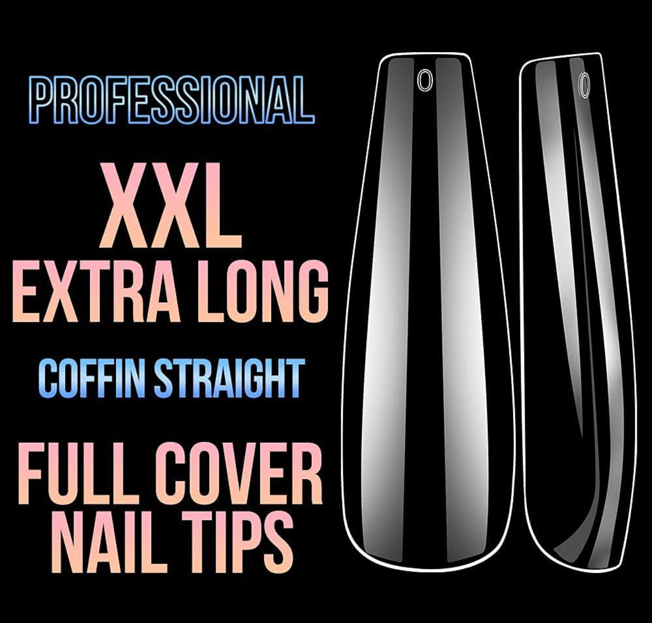Full Cover Coffin XXL Clear Nail Tips 