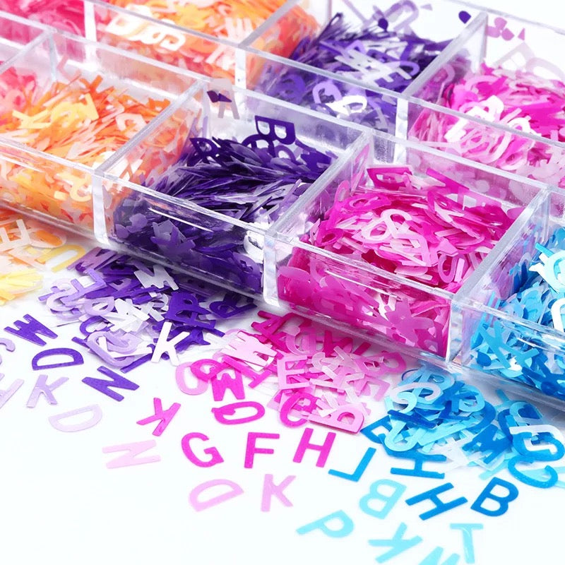 Letter Sequins Nail Art Glitter Box – 12 Styles