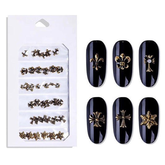 Mix Cross 3D Nail Metal Charm Gold - 6 Styles
