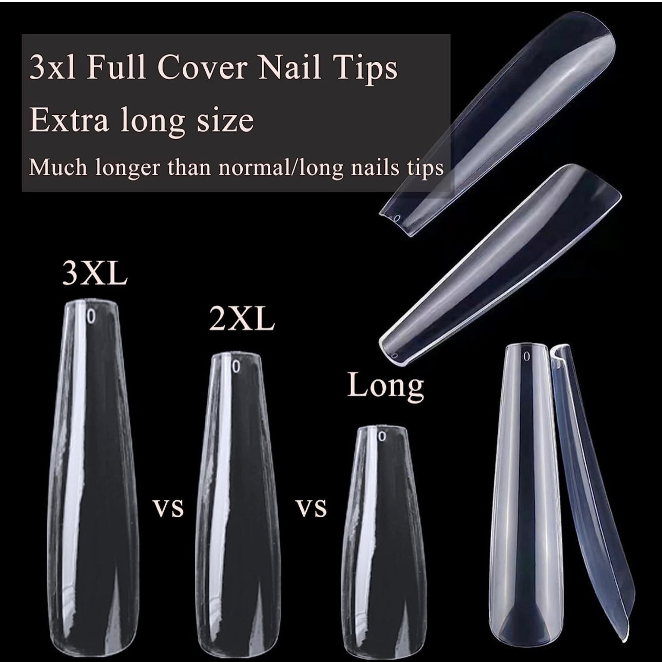 Full Cover Nail Tips 3XL Coffin