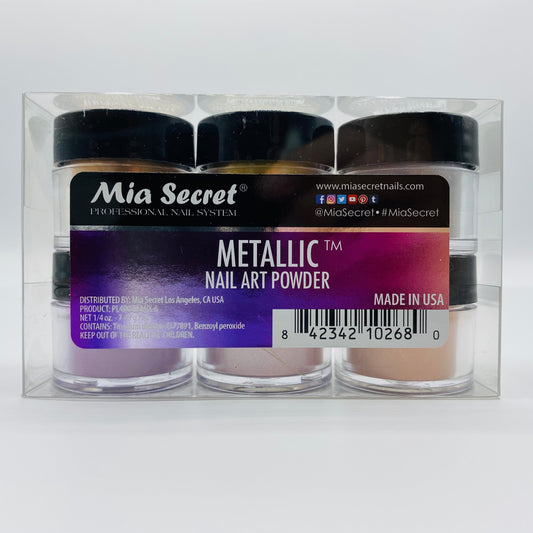 6Pcs Metallic Nail Art Powder Set – Chrome Mirror Pigment Collection