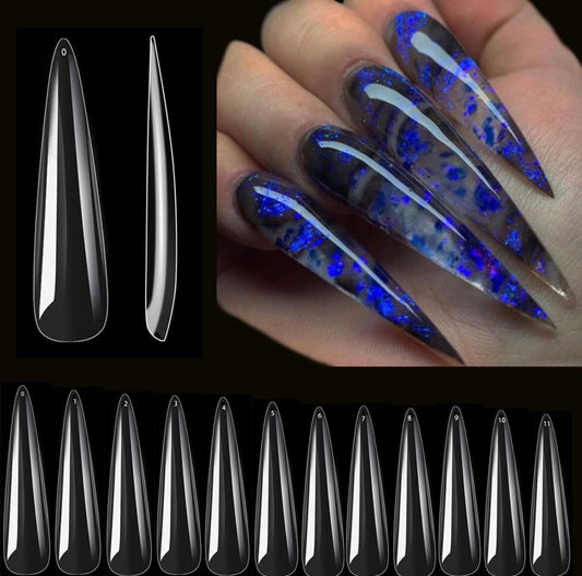 Full Cover 3XL Stiletto Clear Nail Tips