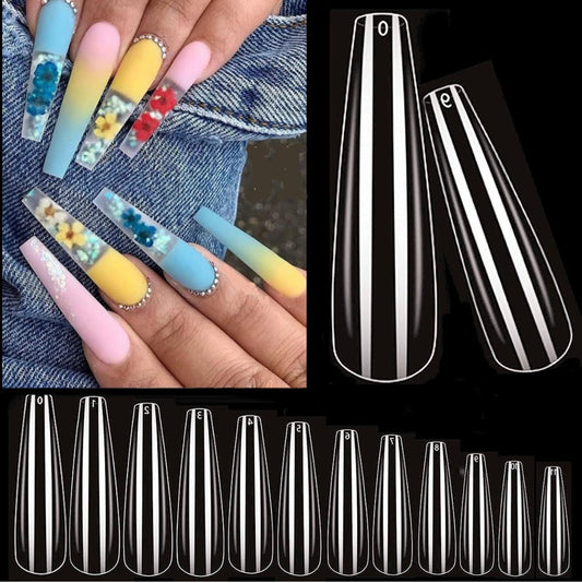 Full Cover Coffin XXL Clear Nail Tips 
