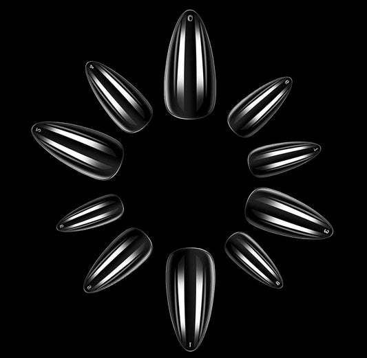 Almond Clear Acrylic Nail Tips – Full Cover, 600pcs, Sizes 0-9
