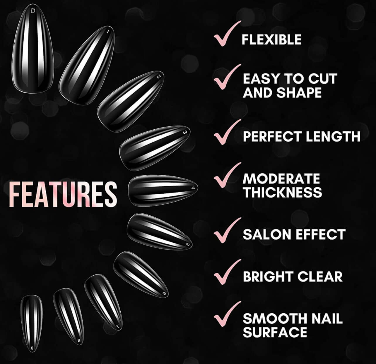 Almond Clear Acrylic Nail Tips