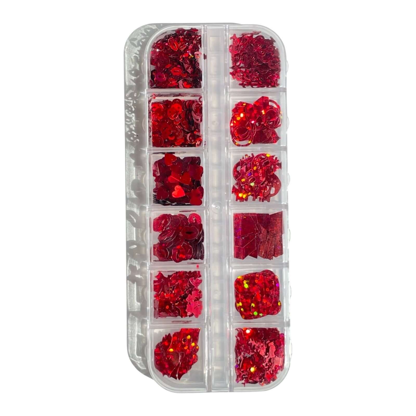 Red Nail Sequins - 12 Grid