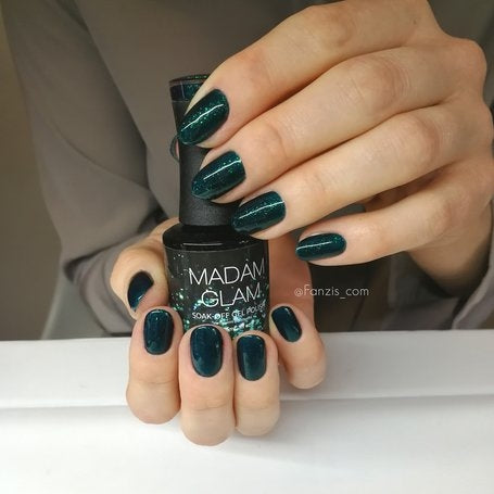 MADAM GLAM - Glittery Emerald - GREEN GLITTER GEL NAIL POLISH