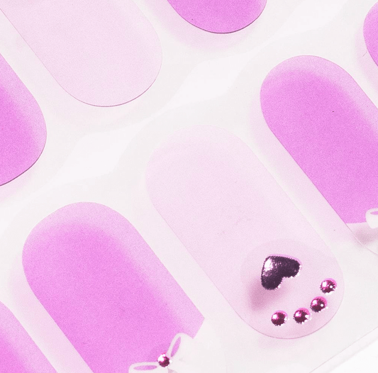 Lavender Heart Gel Nails - Gel Nail Wraps