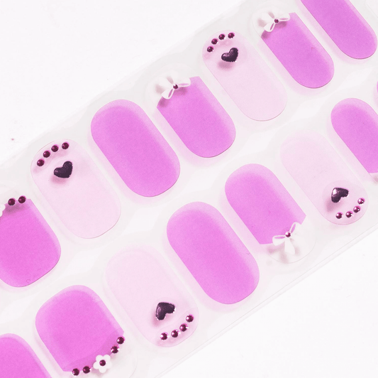 Lavender Heart Gel Nails - Gel Nail Wraps